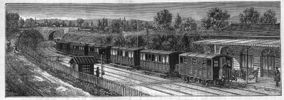 Application of Faure batteries: Electric train on a railway voice in a station. In Le Monde Illustre by Unknown artist