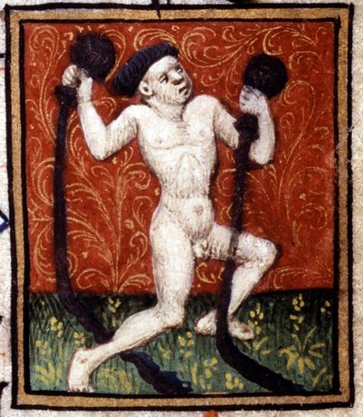 Aquarius. Miniature of a Horoscope. 15th Century Manuscript. Bibl. Trivulziana, Milan by Unknown artist