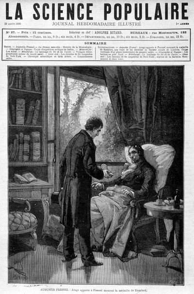 Arago Brings to Augustin Fresnel Dying the Medal of Benjamin Thompson Earl of Rumford - in 