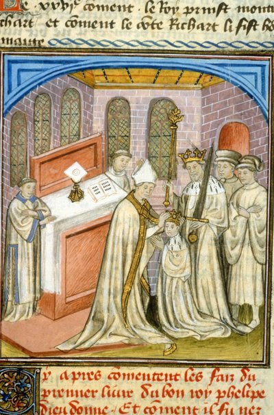 Archbishop Crowned Philippe Auguste in 1179 - Illumination of the Middle Ages by Unknown artist