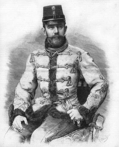 Archduke Rodolph of Habsburg (1858-1889), Crown Prince of Austria. Engraving of 1889 by Unknown artist