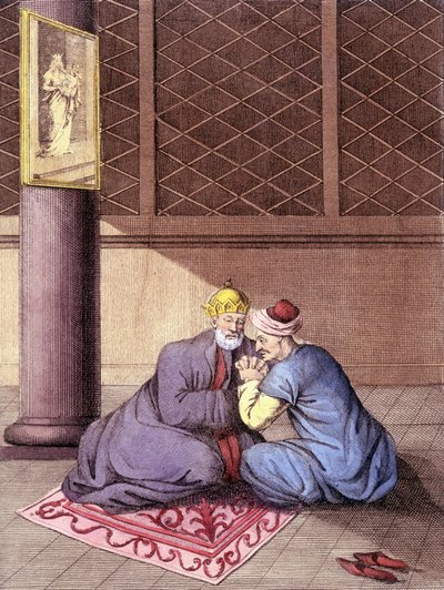 Armenian bishop listening to the confessions of a man by Unknown artist
