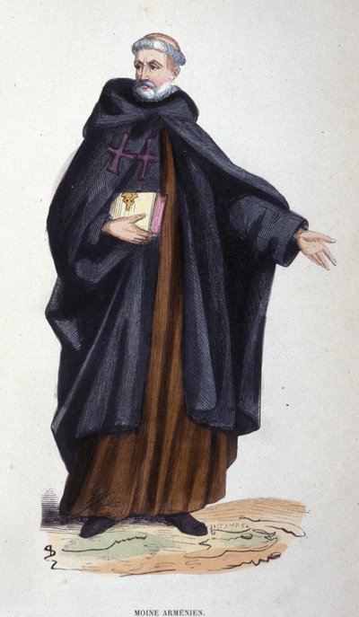 Armenian monk (engraving from an album on religious orders, Paris) by Unknown artist