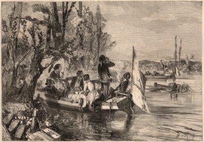 Around Paris in 1857: The canoeists in Asnieres by Unknown artist