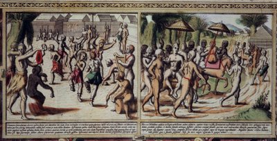 Dance of the Indigenous, Detail of the Map of the Guinee by Unknown artist
