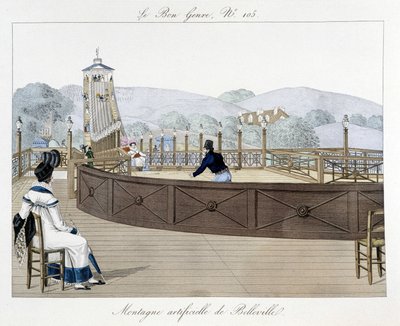 Artificial mountain of Belleville: roller coaster - in Le Bon Genre, early 19th century by Unknown artist
