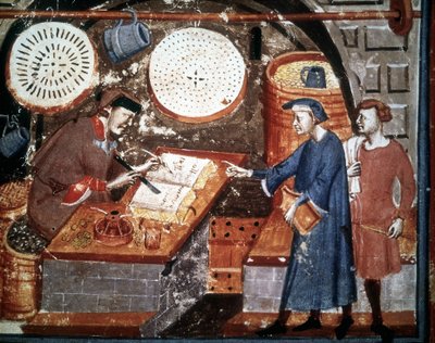 Artisan Shop in the 14th Century (Miniature manuscript from the 14th century) by Unknown artist