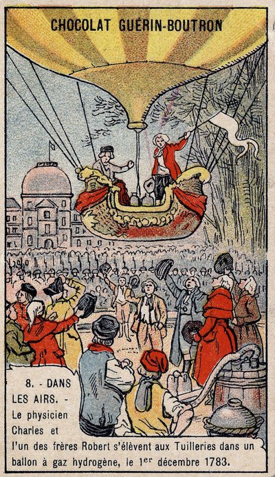 Ascension in a hydrogen gas balloon of French aeronautics Charles and Robert le Jeune, made in Paris, in the Tuileries Garden. December 1 by Unknown artist