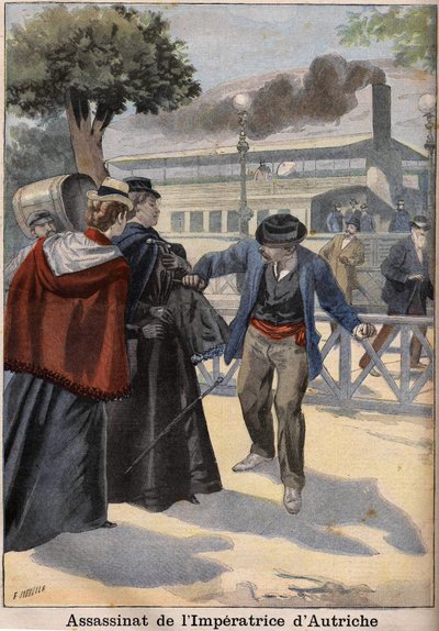 Assassination of Empress Elisabeth of Austria (Sissi) by an Italian anarchist in Geneva by Unknown artist