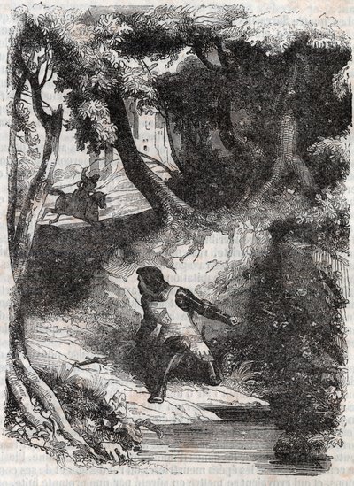 Astolphe on the Edge of a Fountain - Engraving of 1851 from 