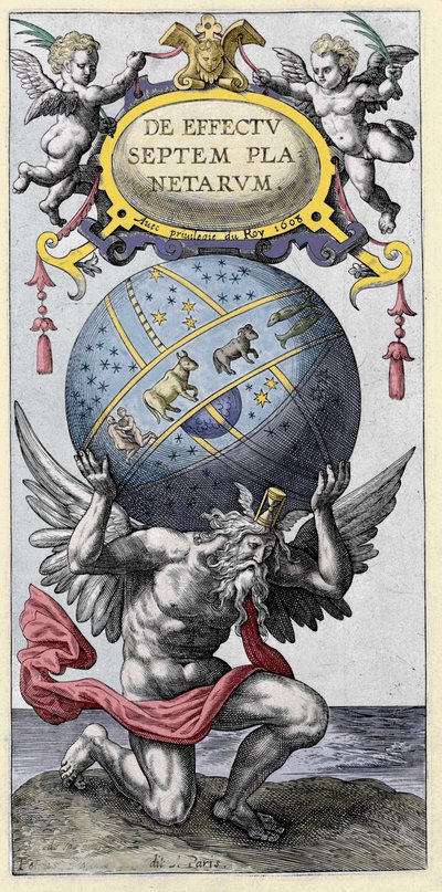 Atlas carrying the world. Engraving from the beginning of the 17th century. by Unknown artist