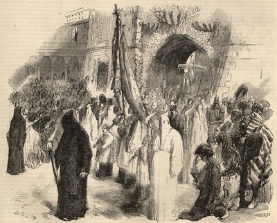 Atonement procession for the cessation of yellow fever in Lisbon, Portugal in 1857 by Unknown artist