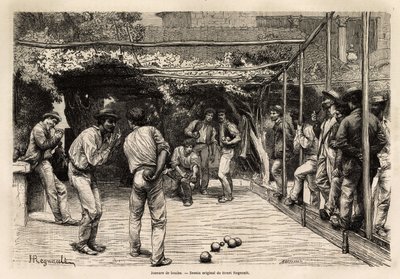 Ball players in Rome (Italy). Engraving to illustrate the voyage to Rome, by Francis Wey, in 1864-1868, published in Le tour du monde, nouveau journal des voyages, under the direction of Edouard Charton by Unknown artist