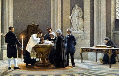 Baptism of a Baby in a Church by Unknown artist