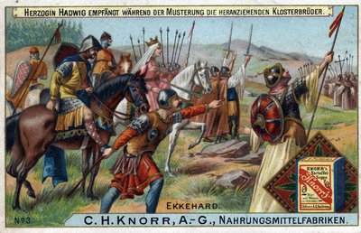 Barbarian Invasions - During the review of the troops, Duchess Hadwig receives the monks approaching in the background by Unknown artist