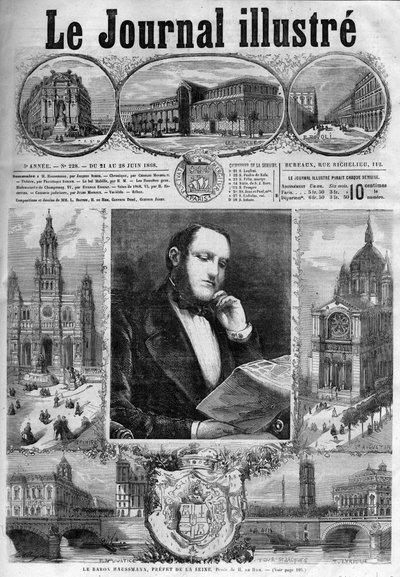 Baron Georges Eugene Haussmann, prefect of the Seine in 1868 - cover of the Illustrous Journal of 1868 by Unknown artist