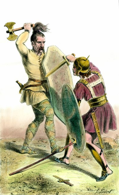 Battle Between a Franc Soldier and a Roman Soldier by Unknown artist