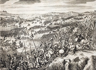 Battle of Gembloux (1578) - Spanish army against the army of 16 of the Seventeen Provinces of the Netherlands - engraving in 