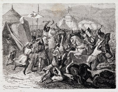 Battle of Mount Cassel - in Histoire de France populaire by Henri Martin, Jouvet, Paris, T.1 by Unknown artist