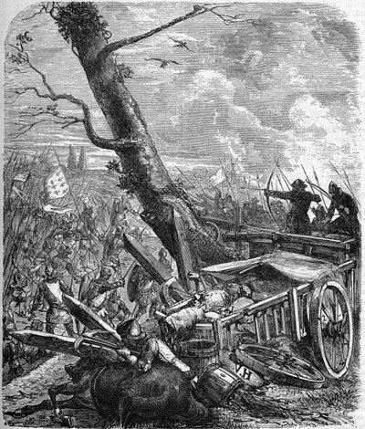 Battle of Rouvray - Saint-Denis or herring day. Battle lost by the French before the English at the court of the siege of Orléans. 12 February 1429. The French attacked a convoy to supply dried herring. Engraving of the 19th century by Unknown artist