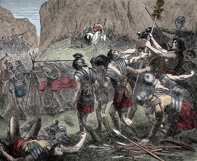 Battle of the Caudine Forks - 321 BC between the Romans and the Samnites during the Second Samnite War by Unknown artist