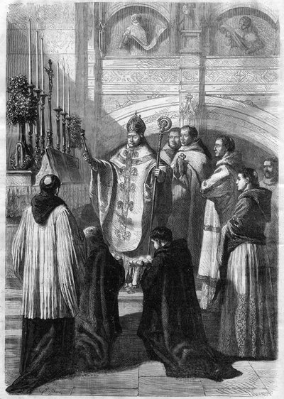 Benediction of eggs on Easter Sunday at the Abbey of Solesmes (Sarthe) in 1868 by Unknown artist