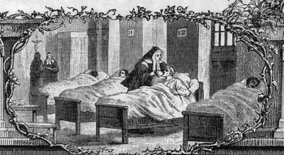 Bernadette Soubirous in the dress of a nun caring for the sick by Unknown artist