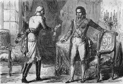 Betrayal of Bernadotte - Jean Baptiste Jules Bernadotte (1763-1844) received an envoy (secret agent) from Prussia to Stockholm, Sweden on December 18 by Unknown artist