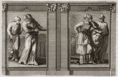 Bible of Royaumont, Old Testament: Clothes of the Priests. Figure of the garments of the Grand Priest, and of the other Levites. Illustration from 1811. by Unknown artist