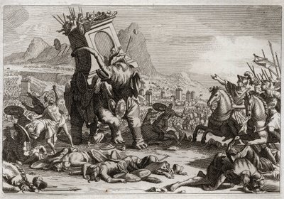 Bible of Royaumont, Old Testament: Courage of Eleazar. Extraordinary Action by Eleazar Against the Seleucid King Antiochos V Eupator. Illustration from 1811 by Unknown artist