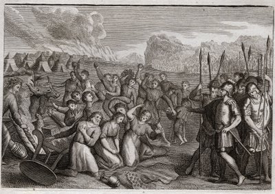 Bible of Royaumont, Old Testament: Destruction of Ai. Joshua, after the ruin of Jericho, attacks the city of Ai, where he is repelled first because of the crime of Achan, but after the punishment of Achan; he takes the city. by Unknown artist