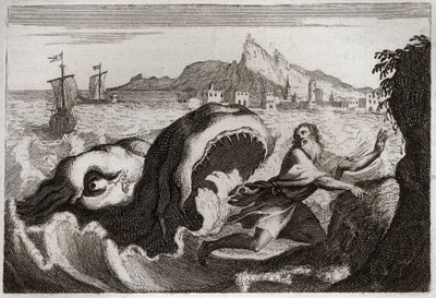 Bible of Royaumont, Old Testament: Jonah in the whale. Prophet Jonah lives in a whale, and comes out alive. Illustration from 1811. by Unknown artist
