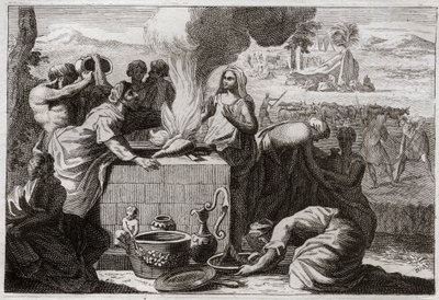 Bible of Royaumont, Old Testament: Lot separates from Abraham. A quarrel arose between the shepherds of Abraham and Lot, and they separated from one another, and Lot withdrew to Sodom. Illustration from 1811. by Unknown artist