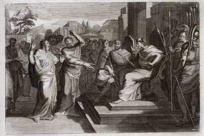 Bible of Royaumont, Old Testament: Piety of Jehoshaphat. Jehoshaphat, the most pious king of Judah, makes all the princes around him tremble, and testifies in various ways his piety toward God, which made him victorious over his enemies. Illustration from  by Unknown artist