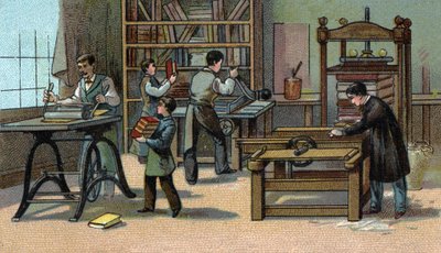 Binding workshop: Chromolithography of the end of the 19th century by Unknown artist