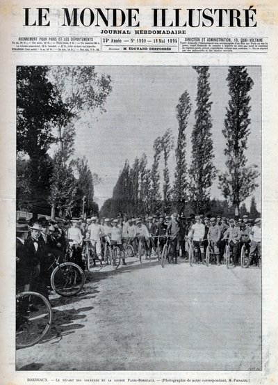 Bordeaux - the start of the Paris-Bordeaux race - cover of “The Illustrous World” of 1895 by Unknown artist