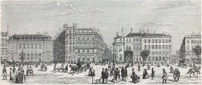 Boulevard des Italians with the café de Paris, the rue Taitbout, the house doree, the rue Lafitte, the cafe Riche and rue Lepelletier - Engraving in Tableau-de-Paris by Edmond Texier 1852 by Unknown artist