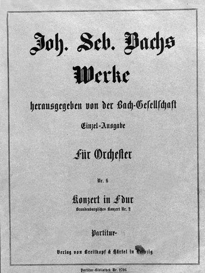 Brandenburg Concerto No. 2, frontispiece of the score by Johann Sebastian Bach by Unknown artist