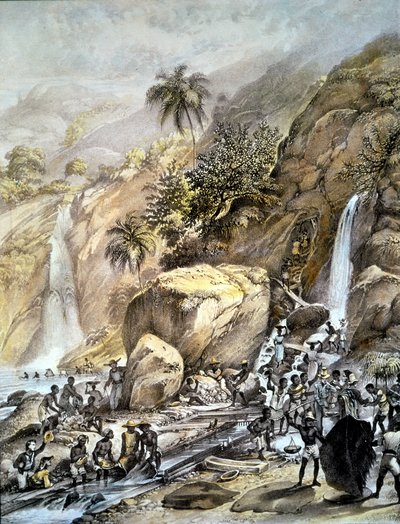 Brazil, gold ore is lava in the Itacolumi Mountains (Minas Gerais). 1820 by Unknown artist