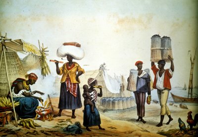Brazil, street vendors of coal and mine by Unknown artist