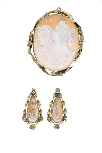 Brooch and matching earrings by Unknown artist