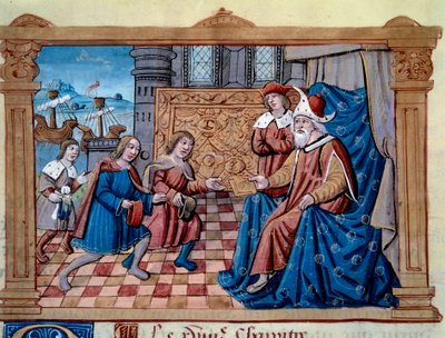 Brothers Nicolo and Matteo Polo, father and uncle of the young Marco Polo, were received in the court of the Qubilai by Unknown artist