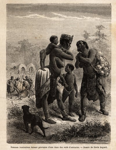 Bushmen Stocking Water in Ostrich Eggs by Unknown artist