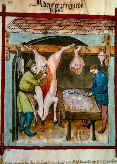 Butchery: the equarrising of a pig by Unknown artist