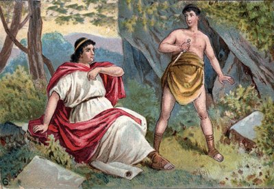 Caius Sempronius Gracchus (154-122 BC), tribune of the plebe, caught in a conflict between the Senate and the Plebe, ordered his slave to kill him by Unknown artist
