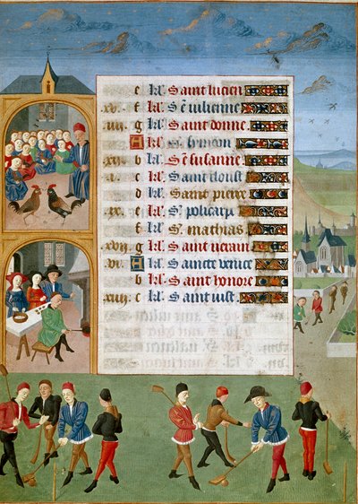 Calendar: February, the Different Games: A Kind of Cricket, the Rooster Fights by Unknown artist