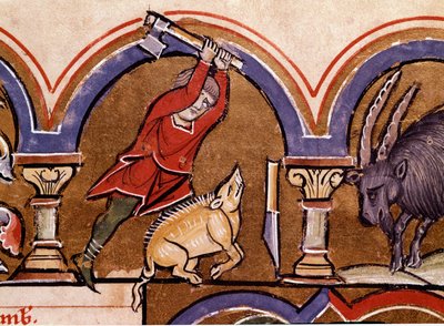 Calendar: November. The Pigs are Slaughtered. (Detail) by Unknown artist