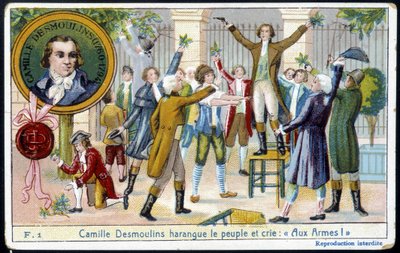 Camille Desmoulins haranged the people and shouted 