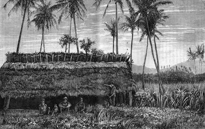 Canaques of New Caledonia in front of a box or a meeting house by Unknown artist