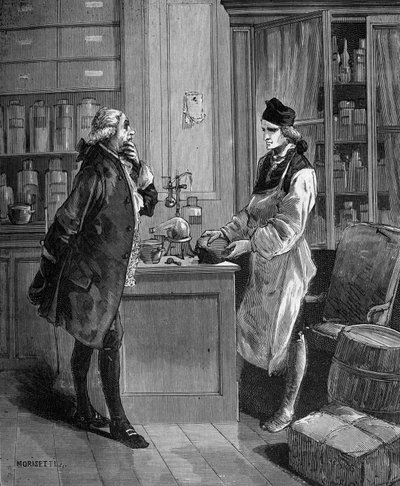 Carl William Scheele (1742-1788), Swedish Chemist in His Laboratory with Tobern Bergmann (1735-1784) by Unknown artist